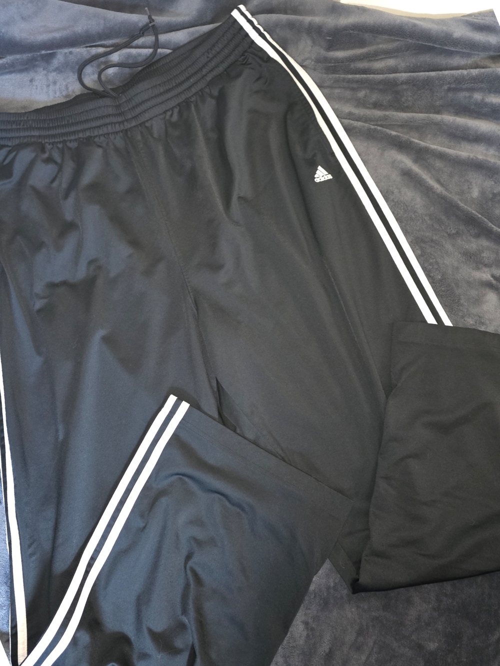 Adidas Mens Black Track Pants with White Stripes